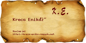 Krecs Enikő névjegykártya